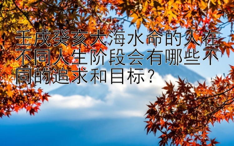 壬戌癸亥大海水命的人在不同人生阶段会有哪些不同的追求和目标？